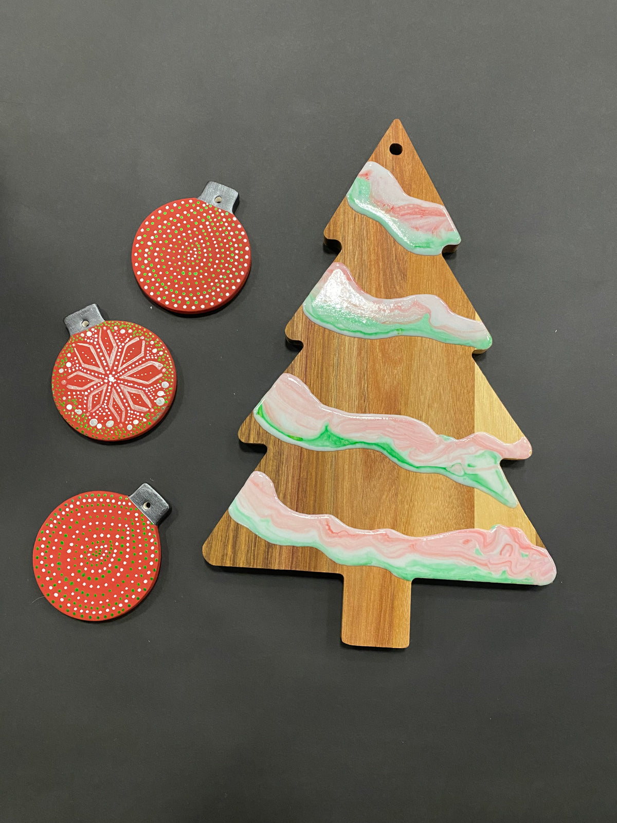 Resin Cutting Board and Painted Wine Glass