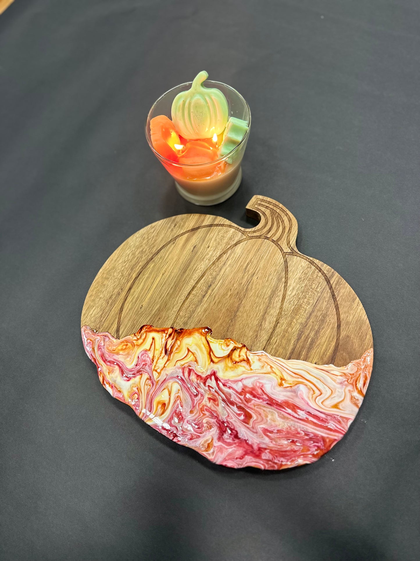 Resin Cutting Board and Painted Wine Glass