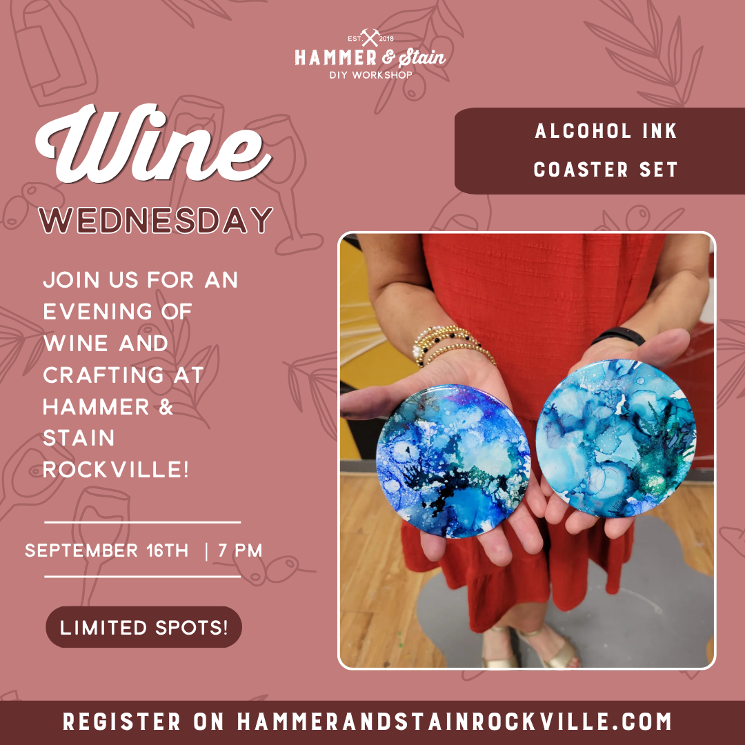 09.16.2026 (7pm)- Wine Wednesday: Alcohol Ink Coaster Set